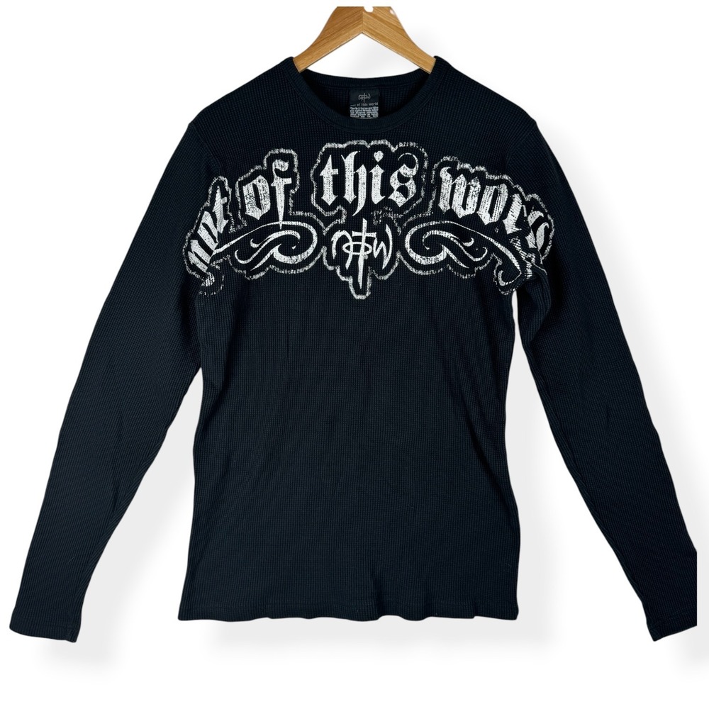Not Of This World NOTW Waffle Knit Christian Shirt Size Medium Y2K Grunge Jesus